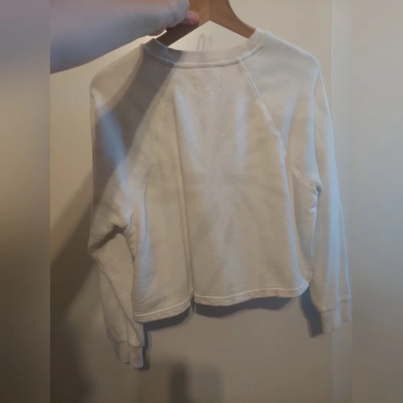 MWL Madewell tie dye knit Crop Sweatshirt in morning mist white M - Picture 10 of 11